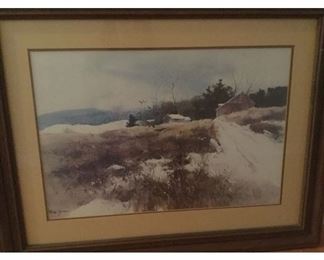 Snow Covered Lane and Barn Print by Jamison