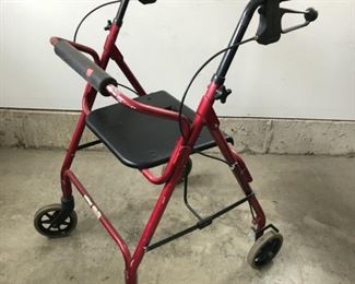 Four wheel rollator two hand-brakes and seat