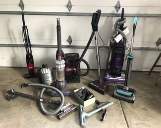 From left to right: Eureka QuickUp, Dyson DC 50 (SOLD), Dyson DC 39, Hoover Powermax, Fantom FC285H Commercial Vacuum & Bissell A22 Model 1984/2144