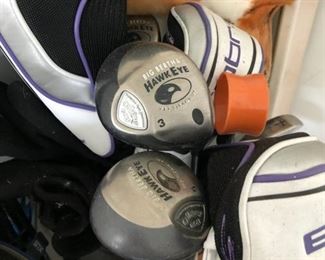 Women's Golf Clubs: Set includes Big Bertha Hawk Eye, Cobra Baffler, Adams Tight Lies & Super Concord woods and irons, two golf bags available, too