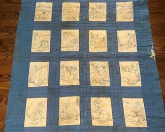 Antique biblical quilt. There are some holes and some stains. Measures 70" x 42"