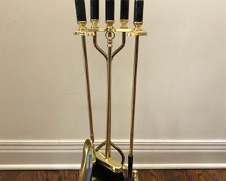 Brass fireplace tool set