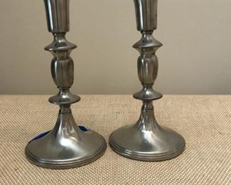 Pair of pewter candlesticks