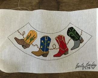 Boots needlepoint canvas 17" W x 11" H