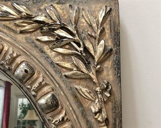 Frame detail of gold LaBarge mirror.  Measures 35" H x 31" W