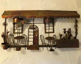 Copper wall sculpture. Measures 19 1/2" L x 11" H 3" D