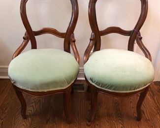 Antique dining chairs. Set of six...one is broken. They need love!