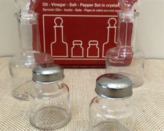 Alessia for Crate & Barrel Crystal Oil, Vinegar, Salt and Pepper set