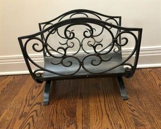 Metal scroll fireplace wood holder