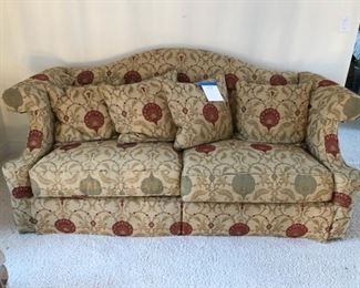 Brian Andres Floral embroidered wingback sofa measures 80" W x 39" D