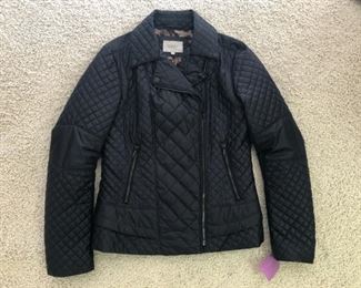 Quilted black jacket. Laundry by Shelli Segal. Size M. One of our favorites from more than 100 pieces of designer clothing and coats in sizes S, M & L and Size 2 - 10