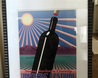 Santa Barbara County Vintner's Festival framed poster. Measures 22" W x 32" H