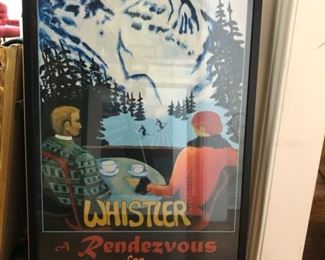 Framed Whistler poster. Measures 23"W x 39 1/2" H