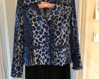 Clara S. size small patten leather cheetah print button front jacket