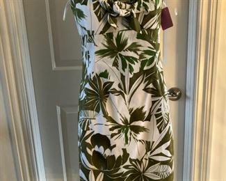Size 10 palm print strapless dress