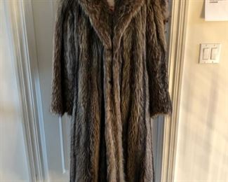 Raccoon full length fur coat size M/L