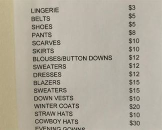 Pricing for clothing