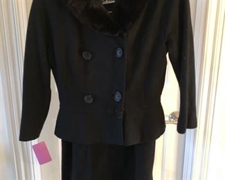 Vintage fur trimmed blazer and skirt