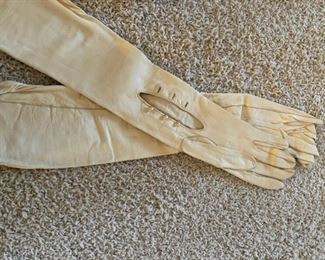 Vintage kid gloves with pearl buttons with original Marshall Fields box