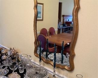 Large gold gilded framed mirror.