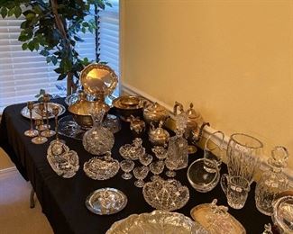 Fostoria, silver plate, cut crystal, etc.