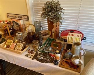 Vintage and modern kitchen items.