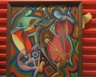 New Orleans (?) Jazz painting signed RAY