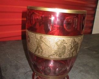 MOSER 9 inch ART DECO CRANBERRY GLASS VASE
