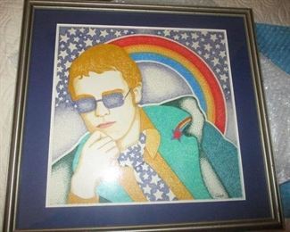 Watercolor of ELTON JOHN by New Orleans artist TED CALAS