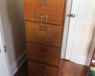 Antique oak four drawer file cabinet