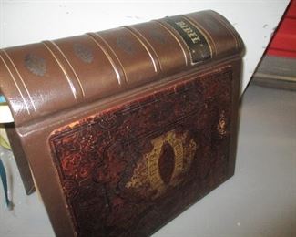 OLD family BIBLE with brown leather cover