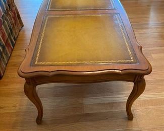 Leather topped mid century coffee table