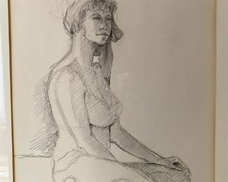 Nude pencil drawing- framed