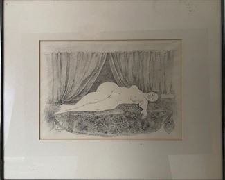 Reclining nude pencil drawing