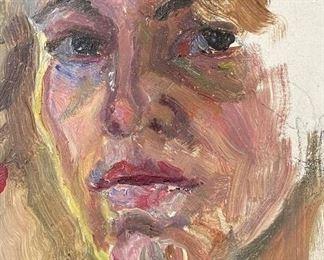 Small, rough oil self-portrait of the artist