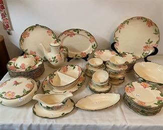 Large set of Franciscan Desert Rose. Older black mark made in the USA. 