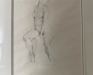Nude pencil drawing -framed