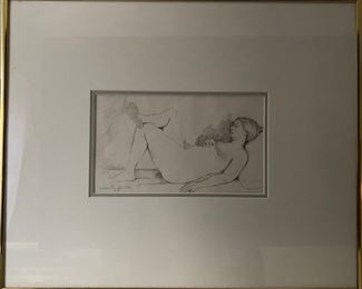 Reclining nude pencil drawing
