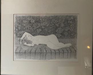 Reclining nude pencil drawing