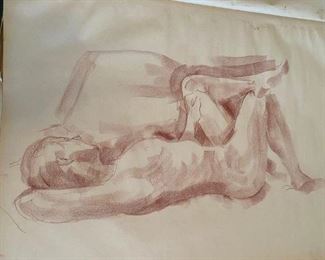 35"x23"chalk nude drawing
