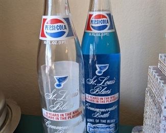 Pepsi-Cola Bottles -  1973 St. Louis Blues Pepsi Bottle Stanley Cup Playoffs, one is full. :)