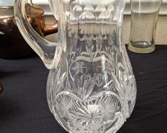 Handcut 24% Lead Crystal Pitcher