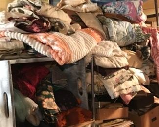 bark cloth drapes , old linens , pre sale available