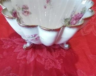 LOT A 13- $35- VINTAGE GERMAN FOOTED BOWL 8 1/2 W X 5 TALL