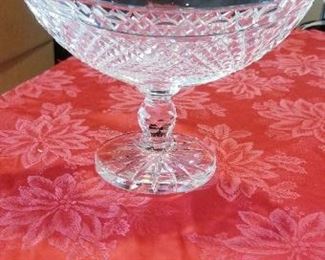 LOT A22- $75- TALL FOOTED CRYSTAL BOAT, 9" TALL X 13 WIDE