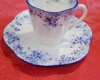 LOT A 37- $ 35- DAINTY BLUE- SHELLEY ENGLAND CUP AND SAUCER