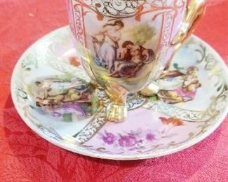 LOT A40- $125- MEISSEN- FOOTED CUP AND SAUCER