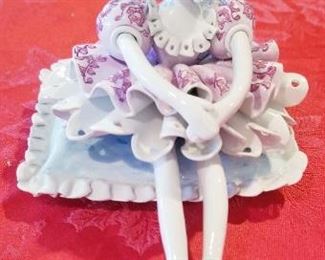 LOT C1- $85- ITALIAN CLOWN MADE FOR GUMPS 5" H X 7 W ( BALLERINA SITTING ON PILLOW) 
