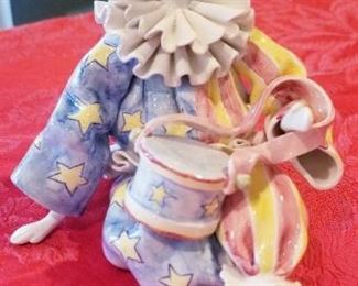 LOT C8- $75-  ITALIAN CLOWN MADE FOR GUMPS- 5 X 5 ( BOY CLOWN PLAYING DRUMS)