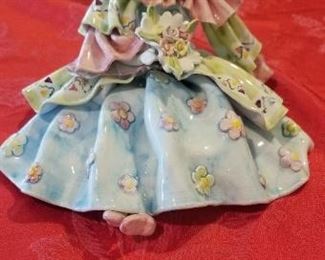 LOT C9- $125-  ITALIAN CLOWN MADE FOR GUMPS 5 1/2 X 8 W ( GIRL SITTING HOLDING FLOWERS)